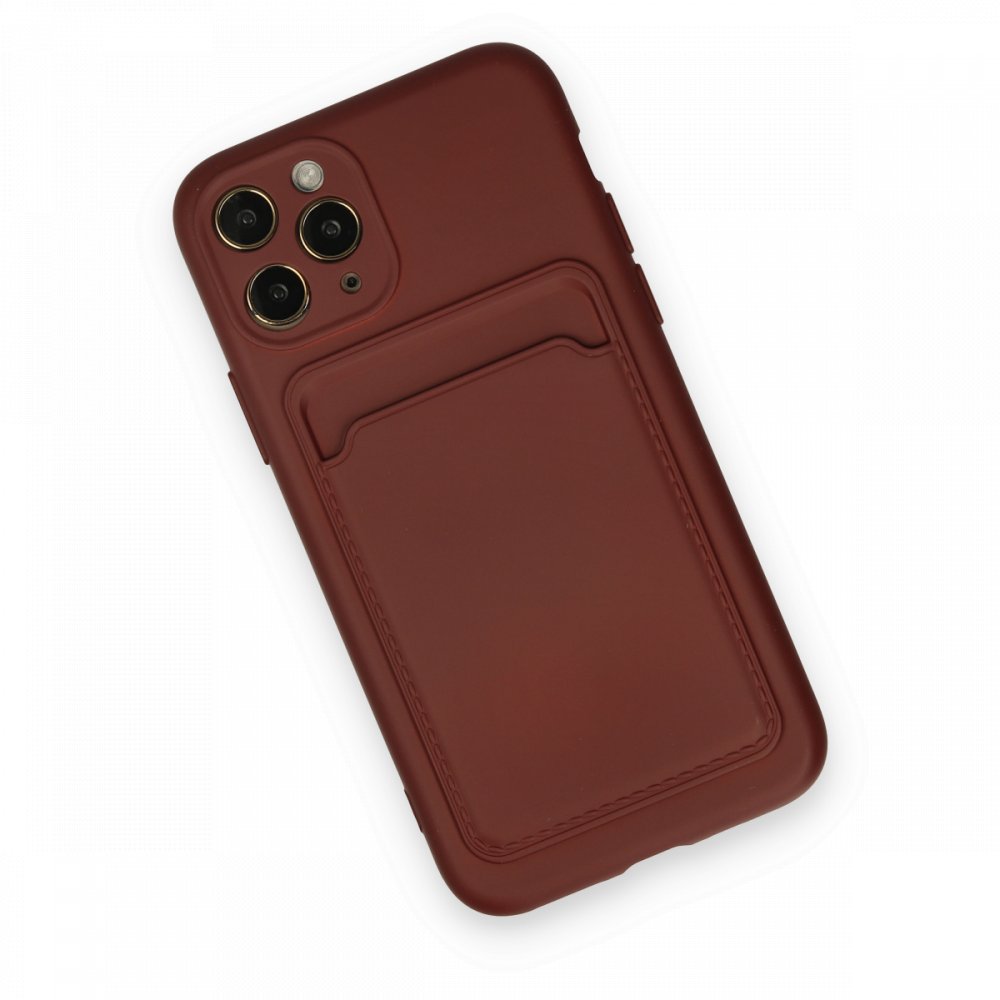  iPhone 11 Pro Kılıf Kelvin Kartvizitli Silikon - Bordo