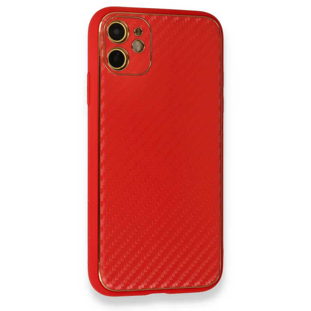  iPhone 12 Kılıf Coco Karbon Silikon - Kırmızı