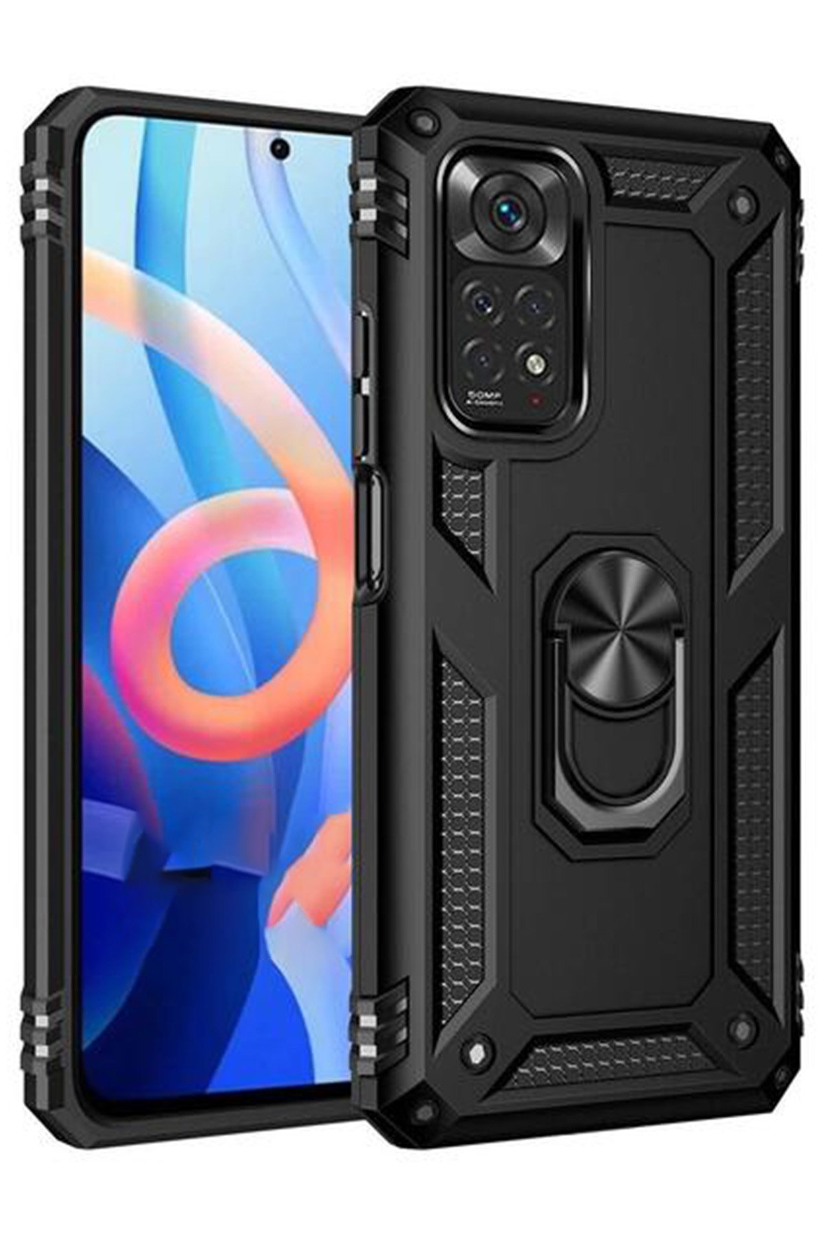 Redmi Note 11S Kılıf Sofya Yüzüklü Silikon Kapak - Siyah Redmi Note 11S Kılıf Sofya Yüzüklü Silikon Kapak - Siyah