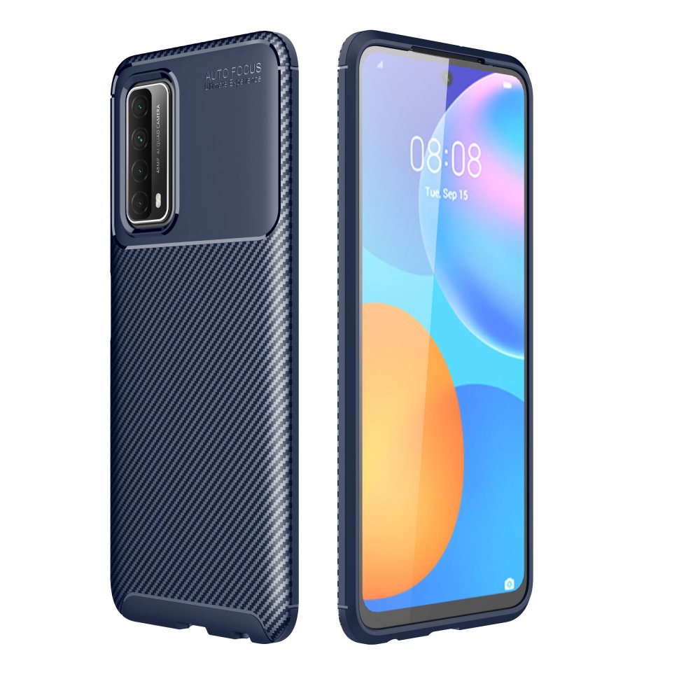 Huawei P Smart 2021 Kılıf Auto Focus Karbon Kapak - Lacivert  Huawei P Smart 2021 Kılıf Auto Focus Karbon Kapak - Lacivert
