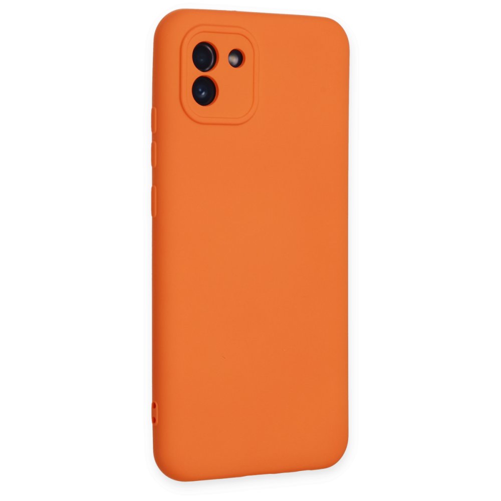 Samsung Galaxy A03 Kılıf Nano içi Kadife Silikon - Turuncu