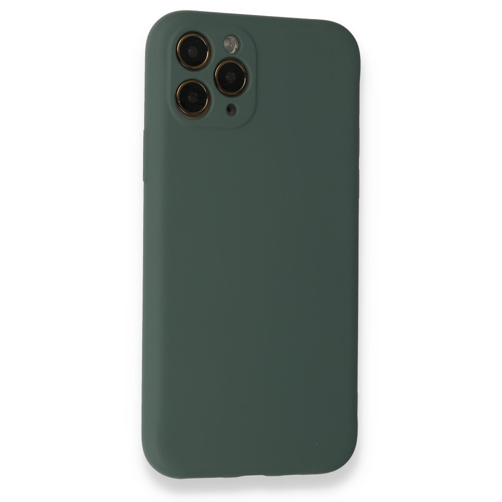  iPhone 11 Pro Kılıf Nano içi Kadife Silikon - Koyu Yeşil