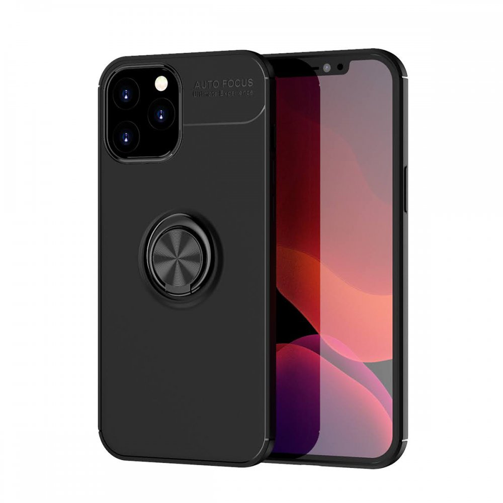  iPhone 12 Pro Max Kılıf Range Yüzüklü Silikon - Siyah
