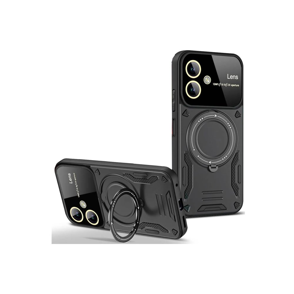  Samsung Galaxy A05 Kılıf Joy Lens Standlı Kapak - Siyah