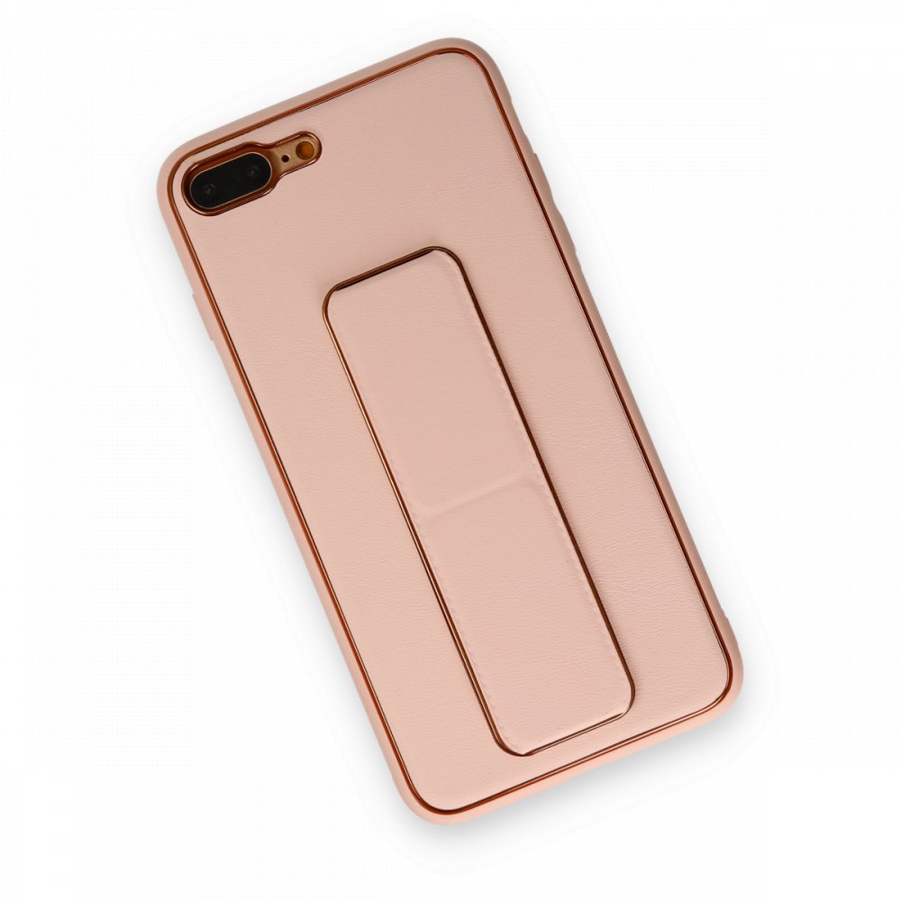  iPhone 7 Plus Kılıf Coco Deri Standlı Kapak - Pudra