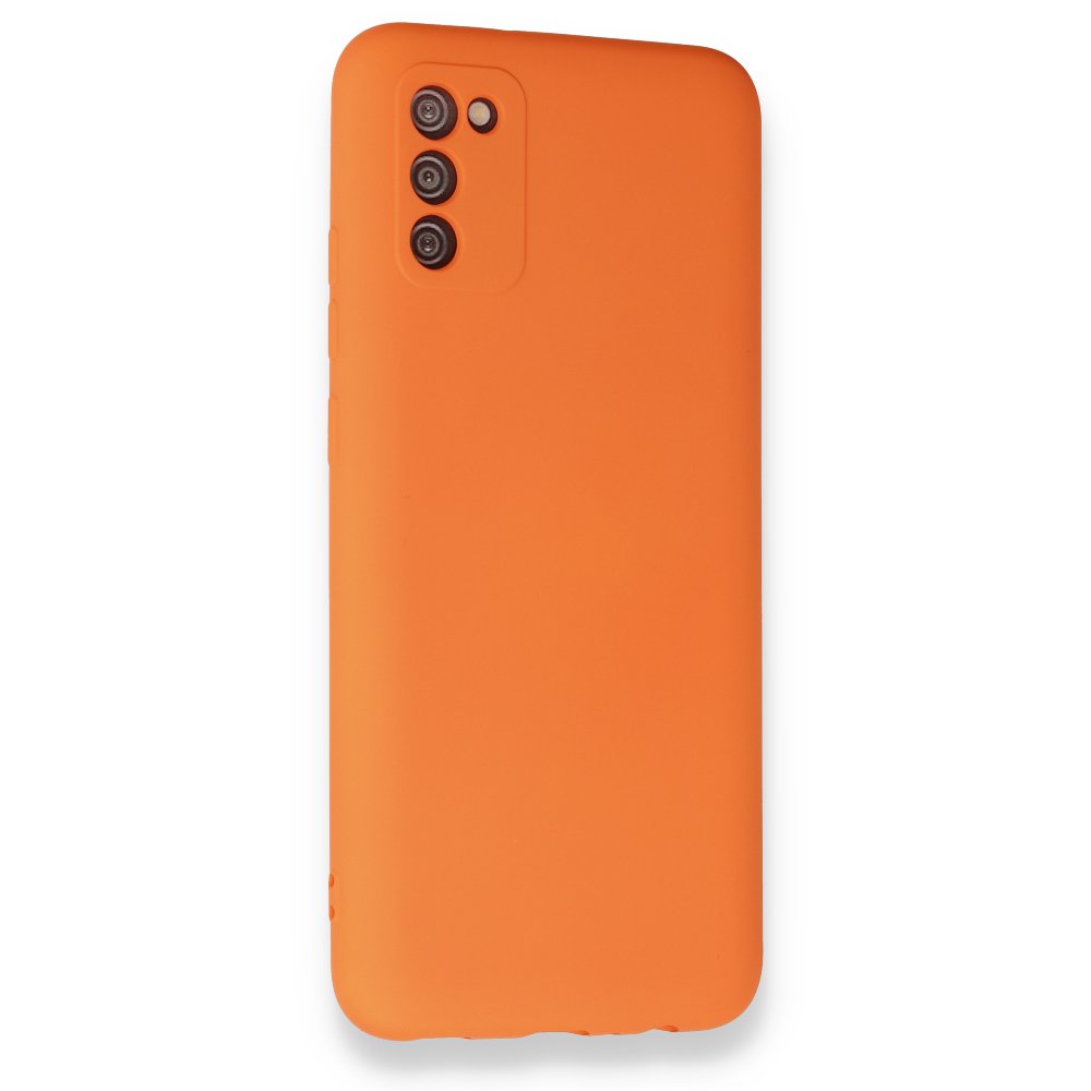 Samsung Galaxy A02S Kılıf Nano içi Kadife Silikon - Turuncu Samsung Galaxy A02S Kılıf Nano içi Kadife Silikon - Turuncu