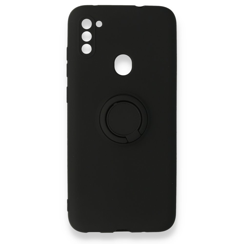  Samsung Galaxy M11 Kılıf Viktor Yüzüklü Silikon - Siyah
