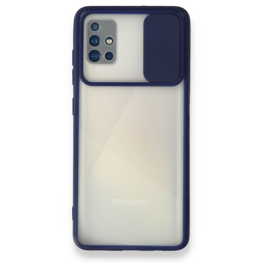  Samsung Galaxy A71 Kılıf Palm Buzlu Kamera Sürgülü Silikon - Lacivert