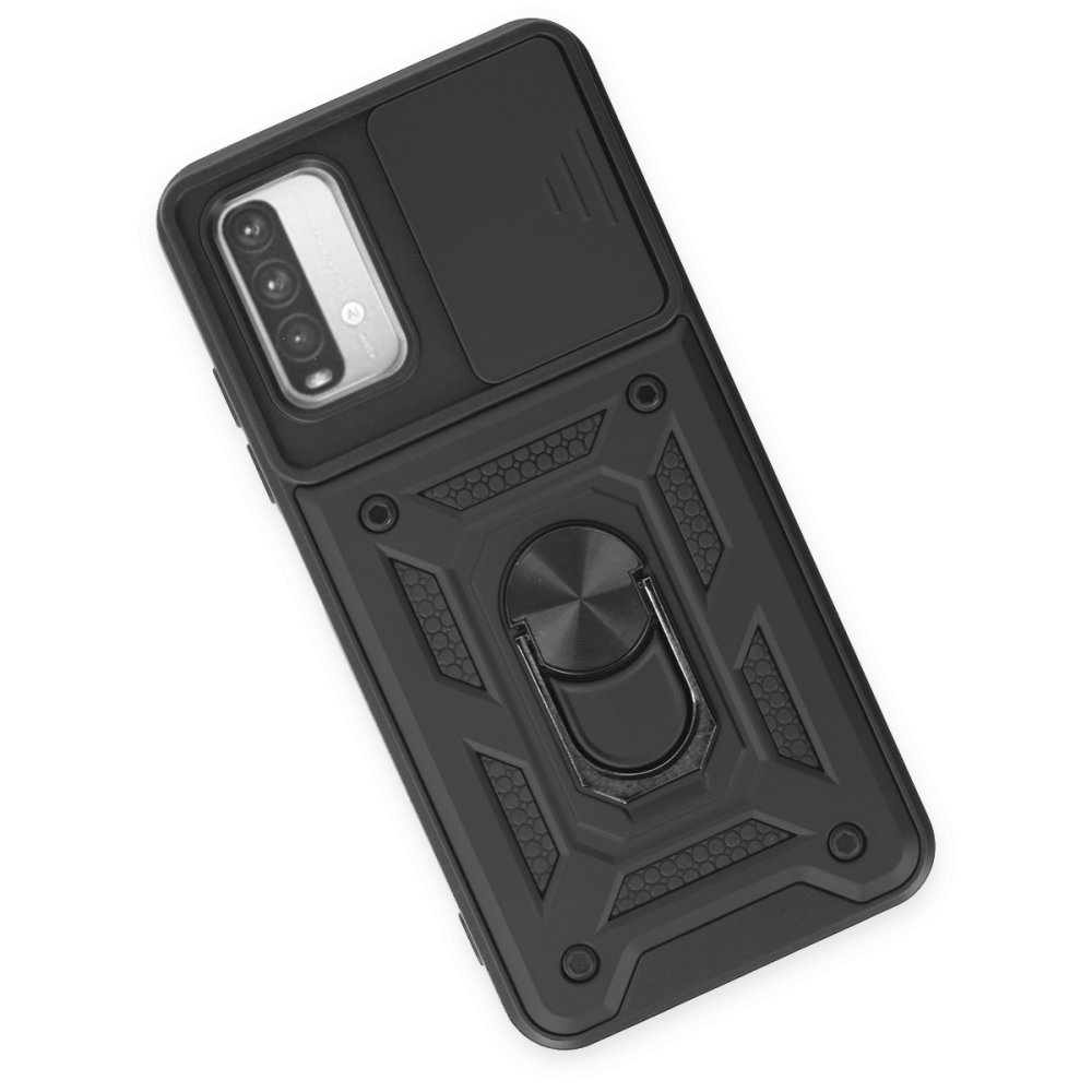 Redmi Note 9 4G Kılıf Pars Lens Yüzüklü Silikon - Siyah