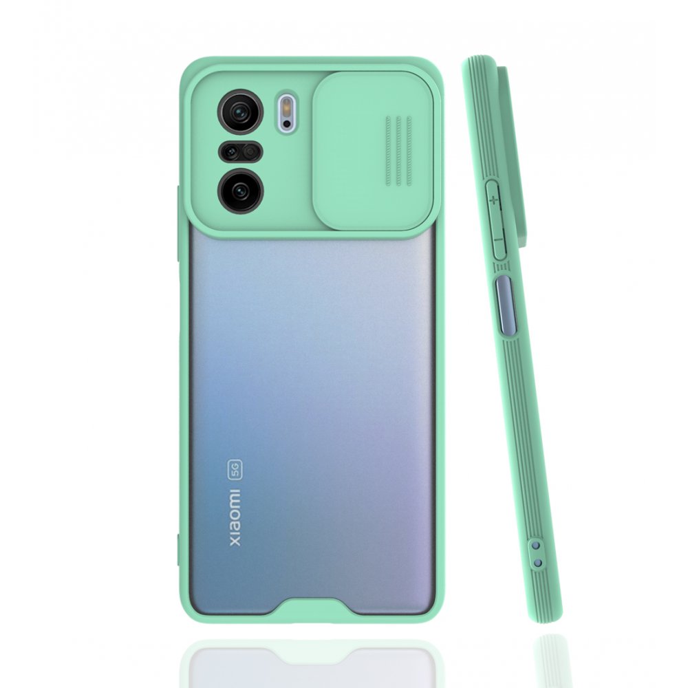 Redmi K40 Kılıf Platin Kamera Koruma Silikon - Açık Yeşil