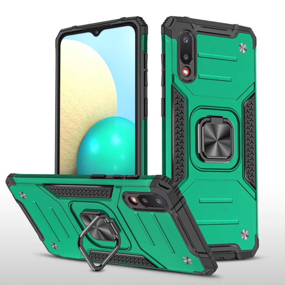  Samsung Galaxy A02 Kılıf Zegna Yüzüklü Silikon Kapak - Koyu Yeşil
