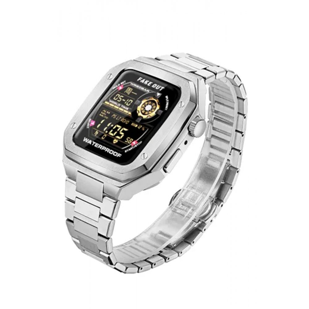 Apple Watch 44mm Metal Petek Kasalı Kordon - Gümüş Apple Watch 44mm Metal Petek Kasalı Kordon - Gümüş