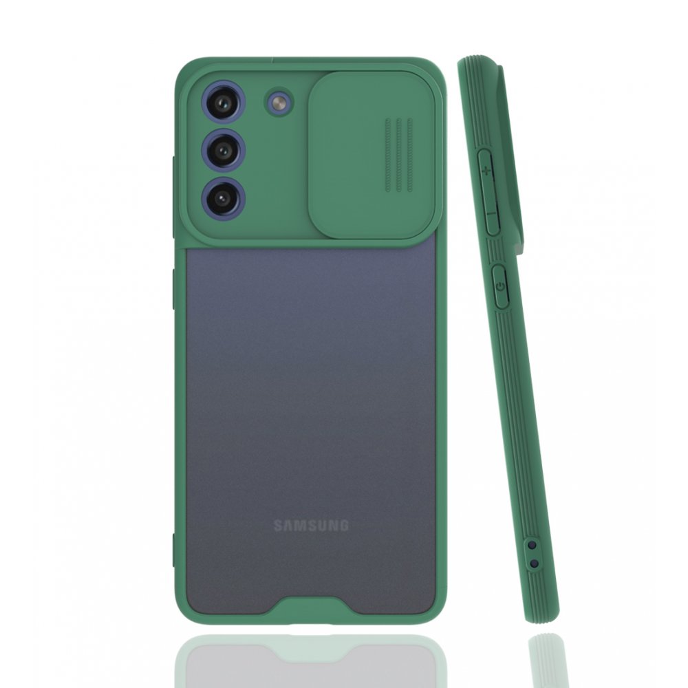  Samsung Galaxy S21 FE Kılıf Platin Kamera Koruma Silikon - Yeşil