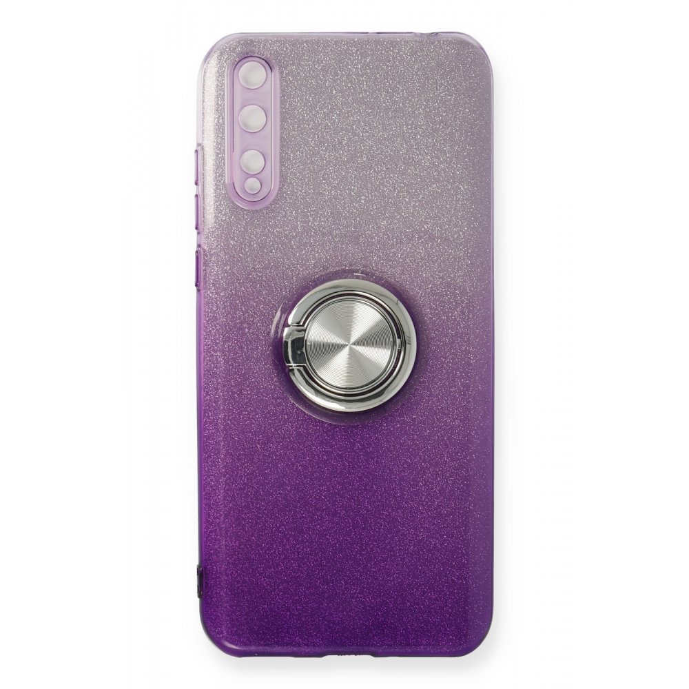 Huawei Y8P Kılıf Simli Yüzüklü Silikon - Mor  Huawei Y8P Kılıf Simli Yüzüklü Silikon - Mor