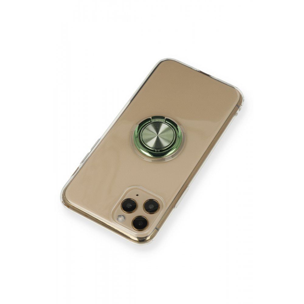iPhone 11 Pro Max Kılıf Gros Yüzüklü Silikon - Yeşil iPhone 11 Pro Max Kılıf Gros Yüzüklü Silikon - Yeşil