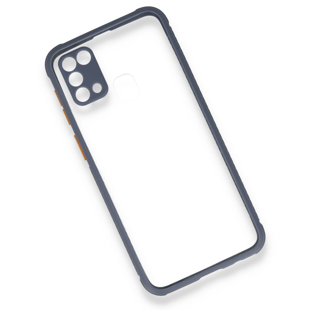  Samsung Galaxy M31 Kılıf Miami Şeffaf Silikon - Gri