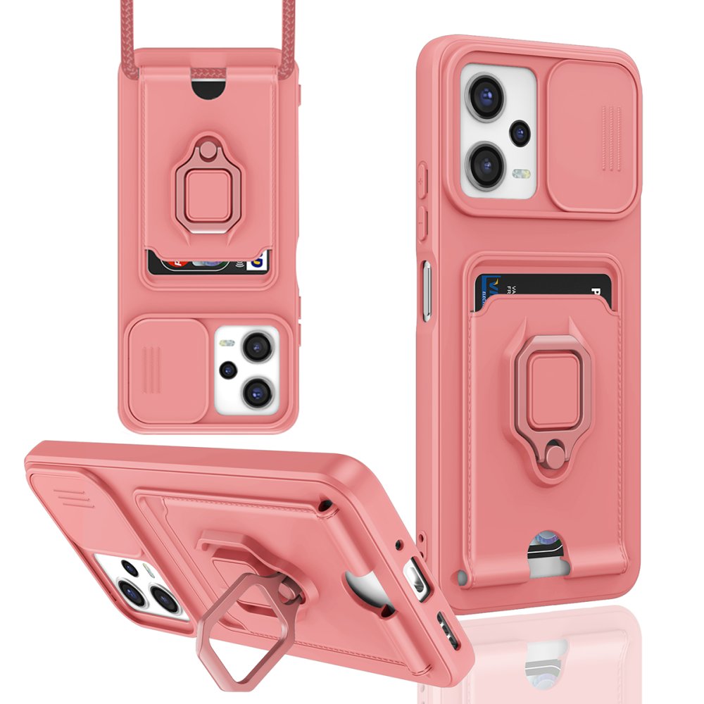 Xiaomi Poco X5 5G Kılıf Zuma Kartvizitli Yüzüklü Silikon - Pembe