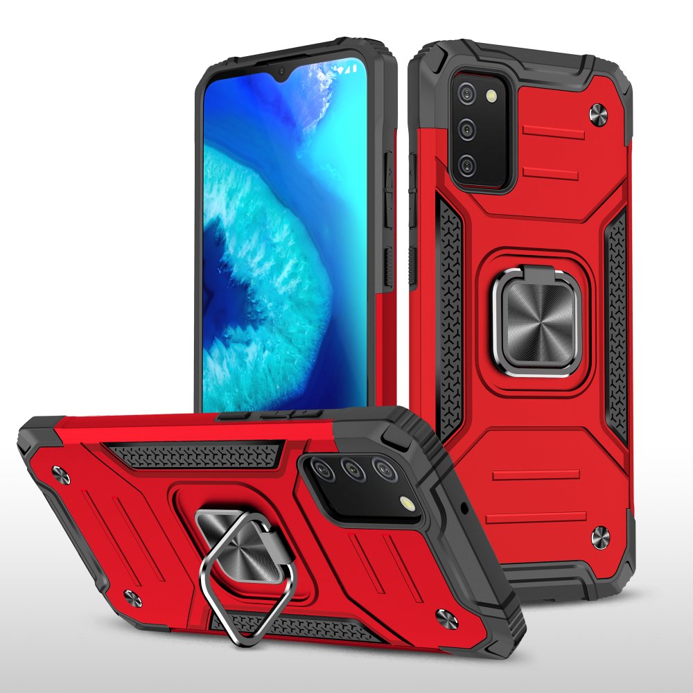  Samsung Galaxy A02S Kılıf Zegna Yüzüklü Silikon Kapak - Kırmızı