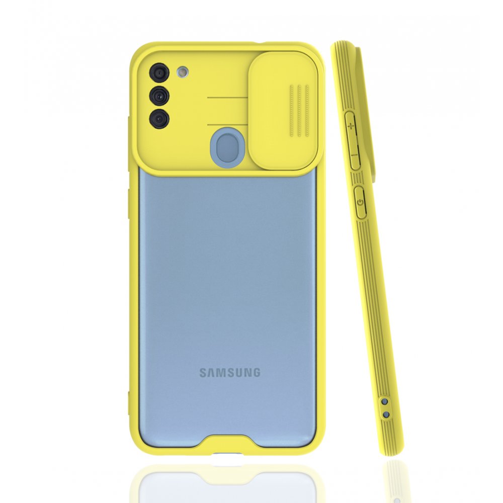  Samsung Galaxy A11 Kılıf Platin Kamera Koruma Silikon - Sarı