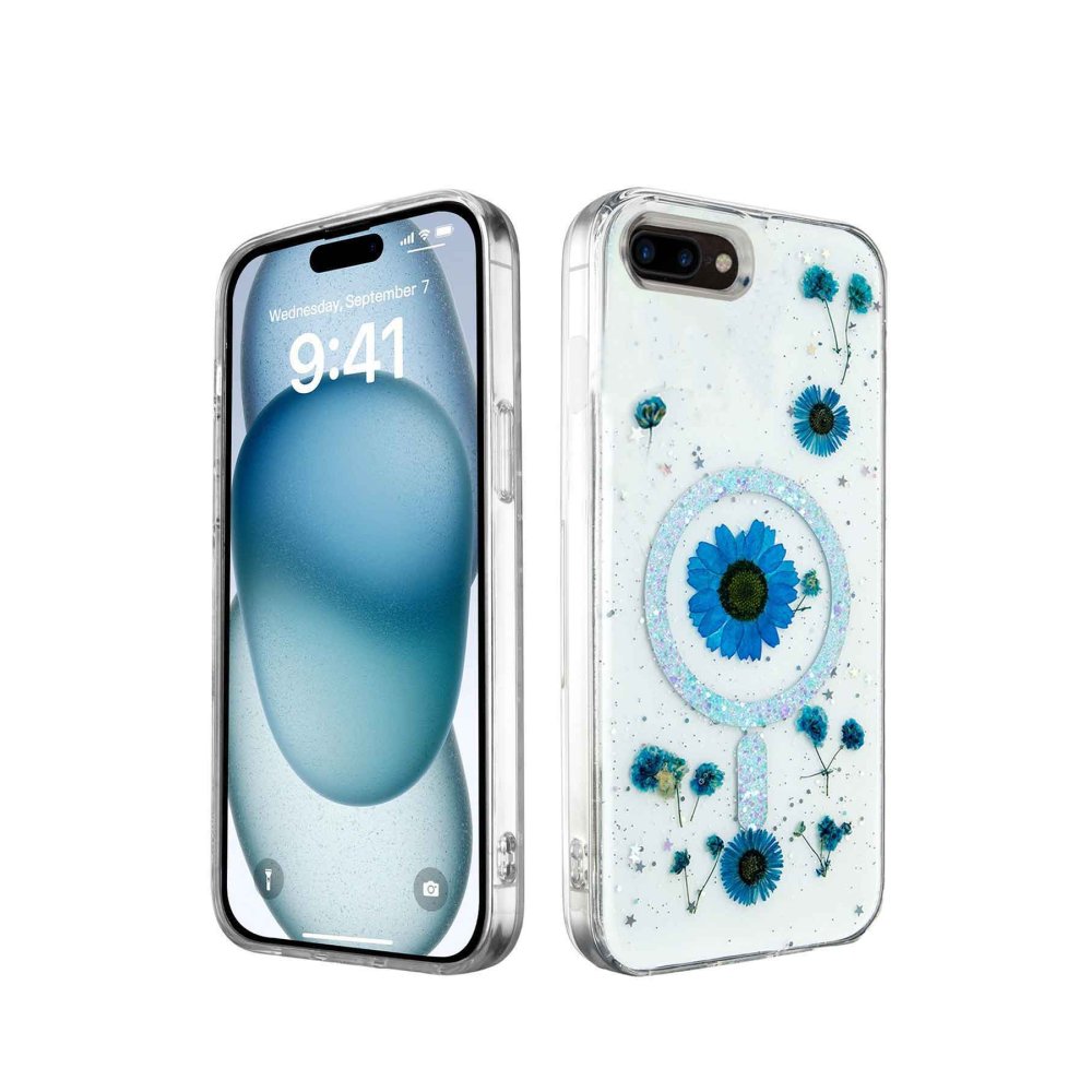  iPhone 8 Plus Kılıf Daisy Simli Magsafe Kapak - Mavi