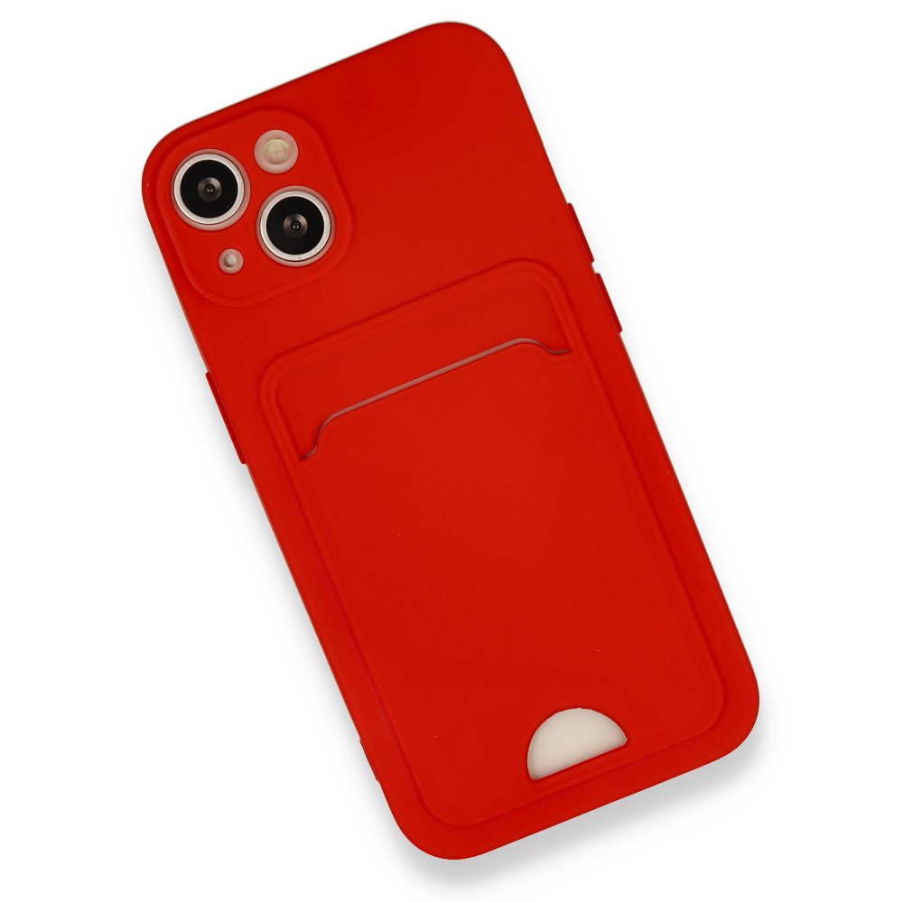  iPhone 13 Kılıf Kelvin Kartvizitli Silikon - Kırmızı