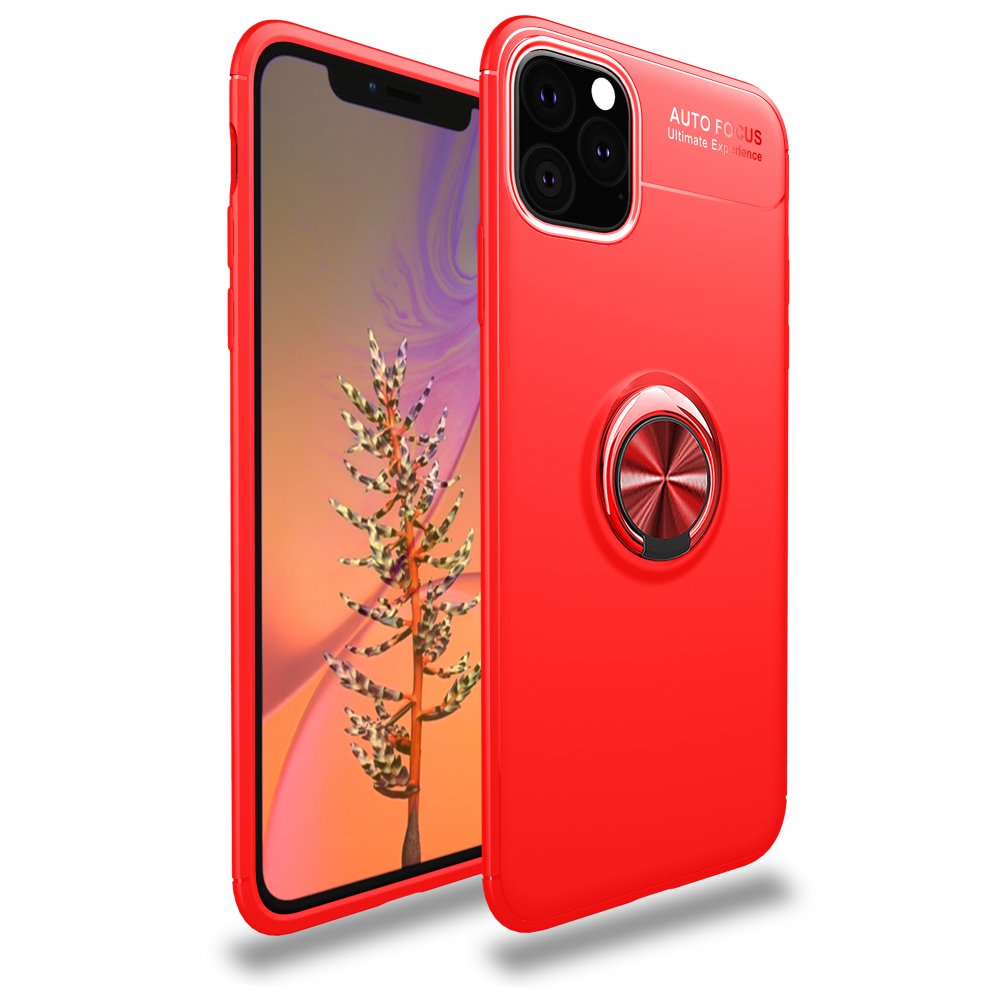  iPhone 11 Pro Max Kılıf Range Yüzüklü Silikon - Kırmızı