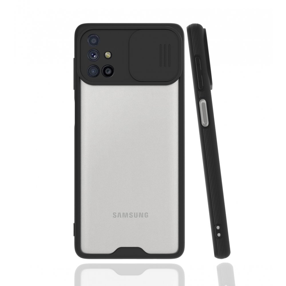  Samsung Galaxy M51 Kılıf Platin Kamera Koruma Silikon - Siyah