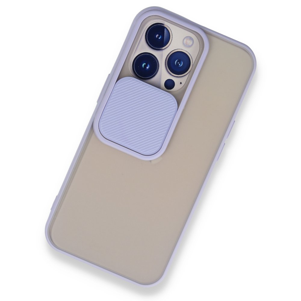  iPhone 13 Pro Kılıf Palm Buzlu Kamera Sürgülü Silikon - Lila