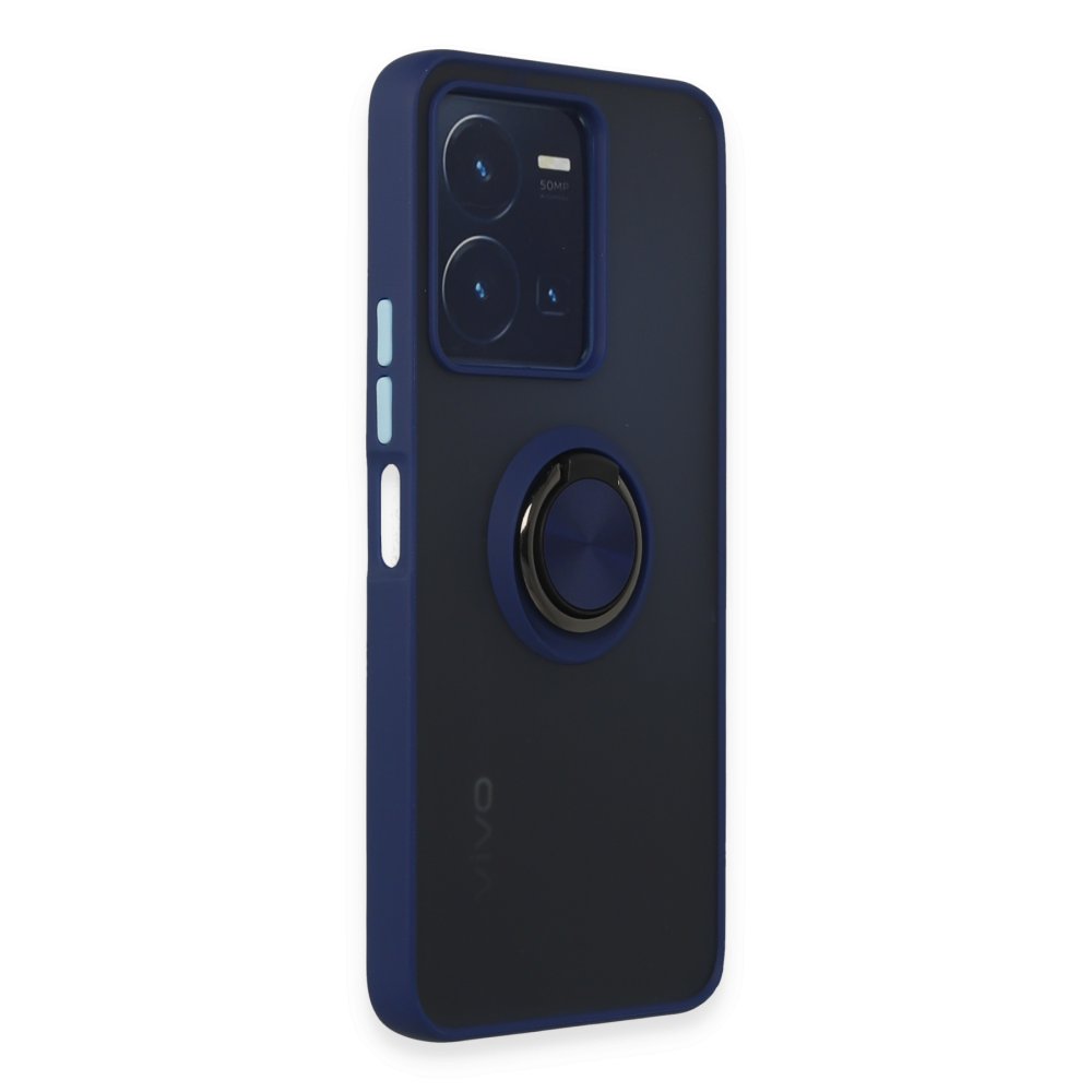 Vivo Y22S Kılıf Montreal Yüzüklü Silikon Kapak - Lacivert Vivo Y22S Kılıf Montreal Yüzüklü Silikon Kapak - Lacivert