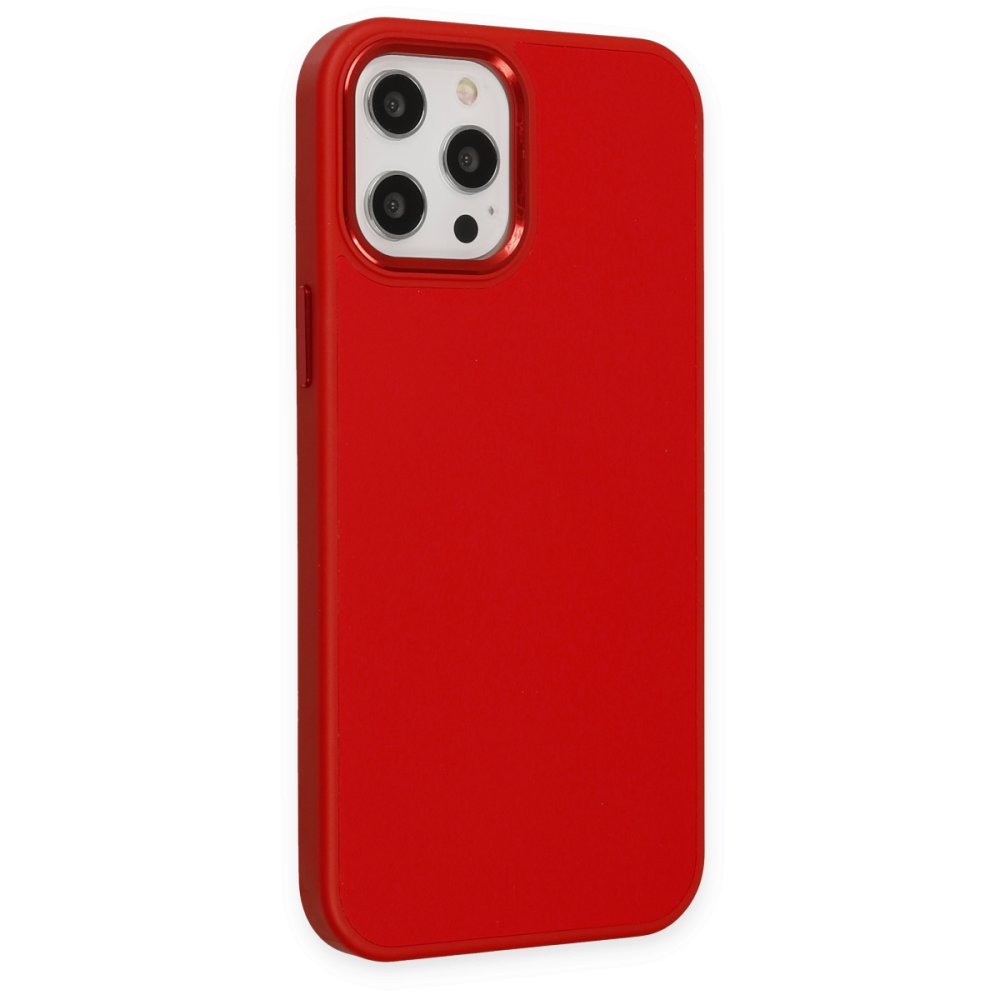  iPhone 12 Pro Kılıf Asya Deri Silikon - Kırmızı