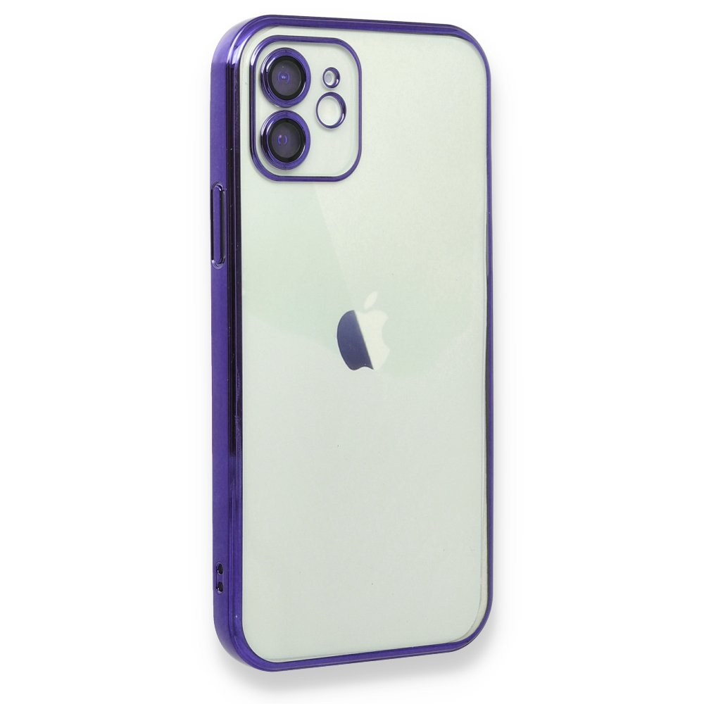  iPhone 12 Kılıf Razer Lensli Silikon - Mor