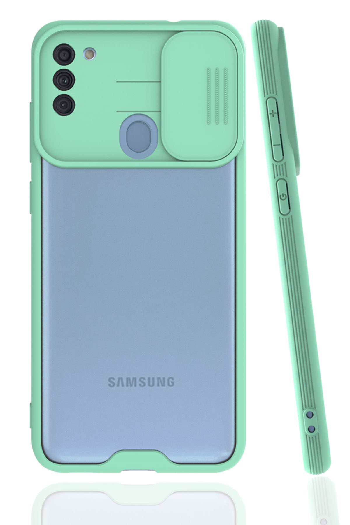  Samsung Galaxy A11 Kılıf Platin Kamera Koruma Silikon - Açık Yeşil