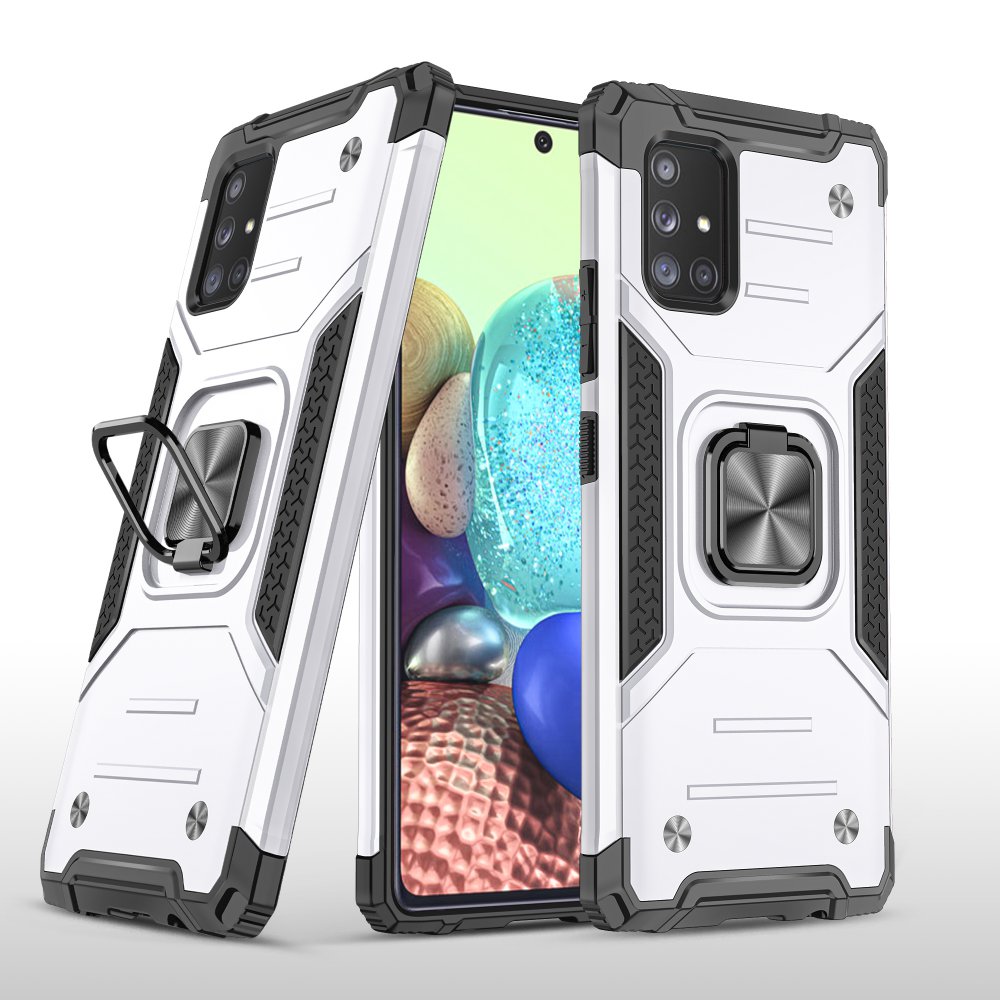  Samsung Galaxy A71 Kılıf Zegna Yüzüklü Silikon Kapak - Gümüş