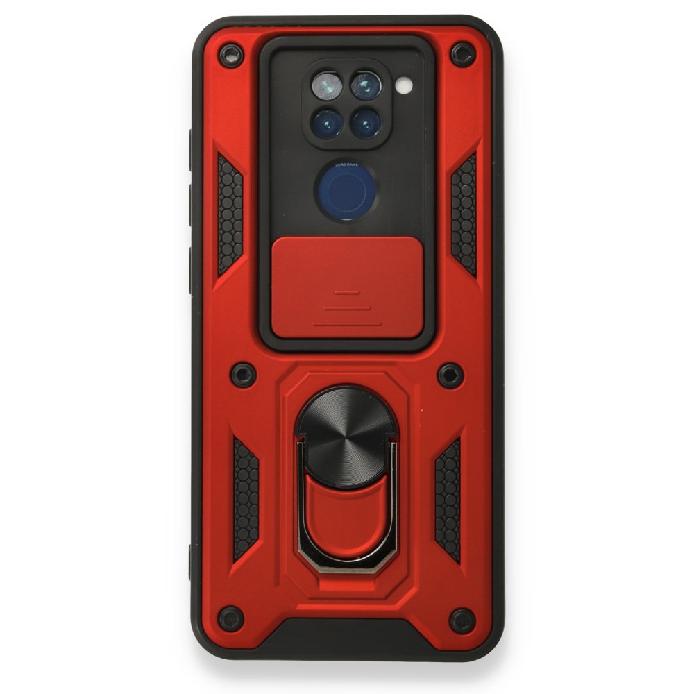 Redmi Note 9 Kılıf Pars Lens Yüzüklü Silikon - Kırmızı