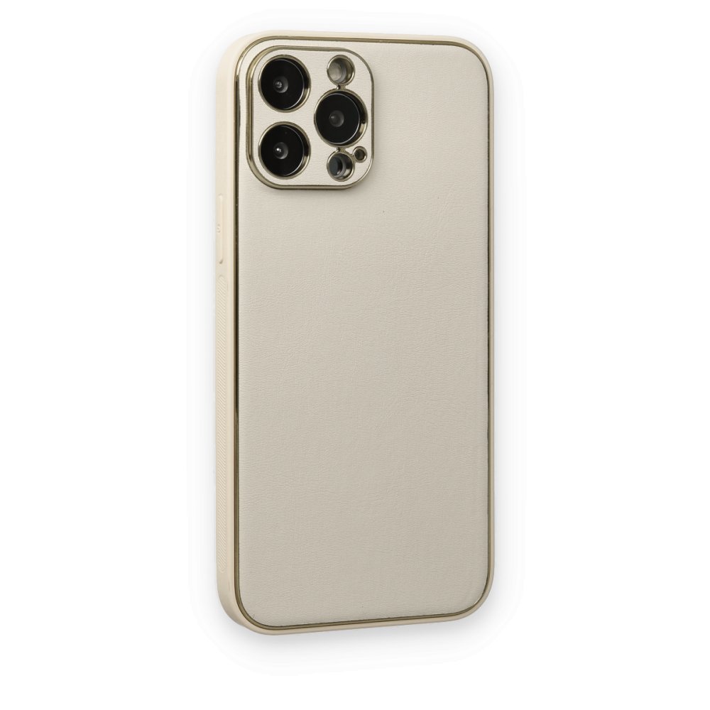  iPhone 13 Pro Kılıf Coco Deri Silikon Kapak - Beyaz
