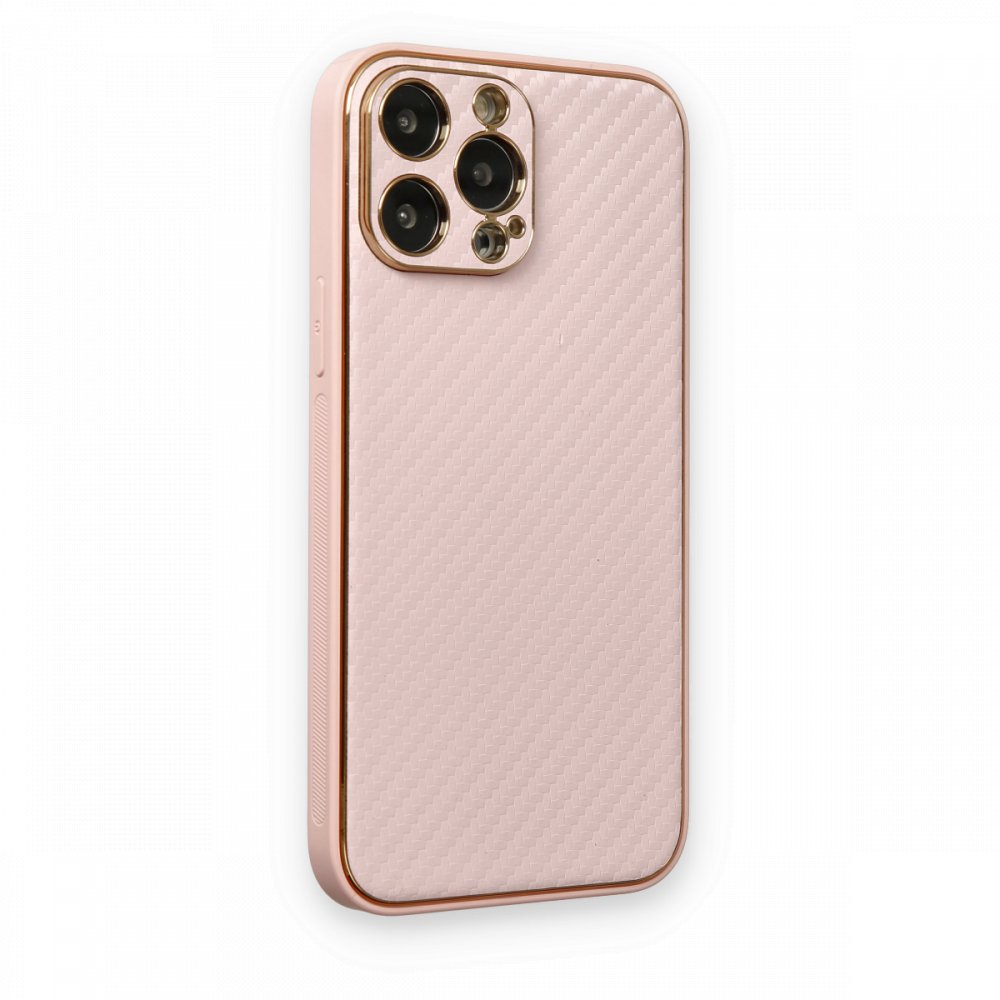 iPhone 13 Pro Max Kılıf Coco Karbon Silikon - Pembe iPhone 13 Pro Max Kılıf Coco Karbon Silikon - Pembe