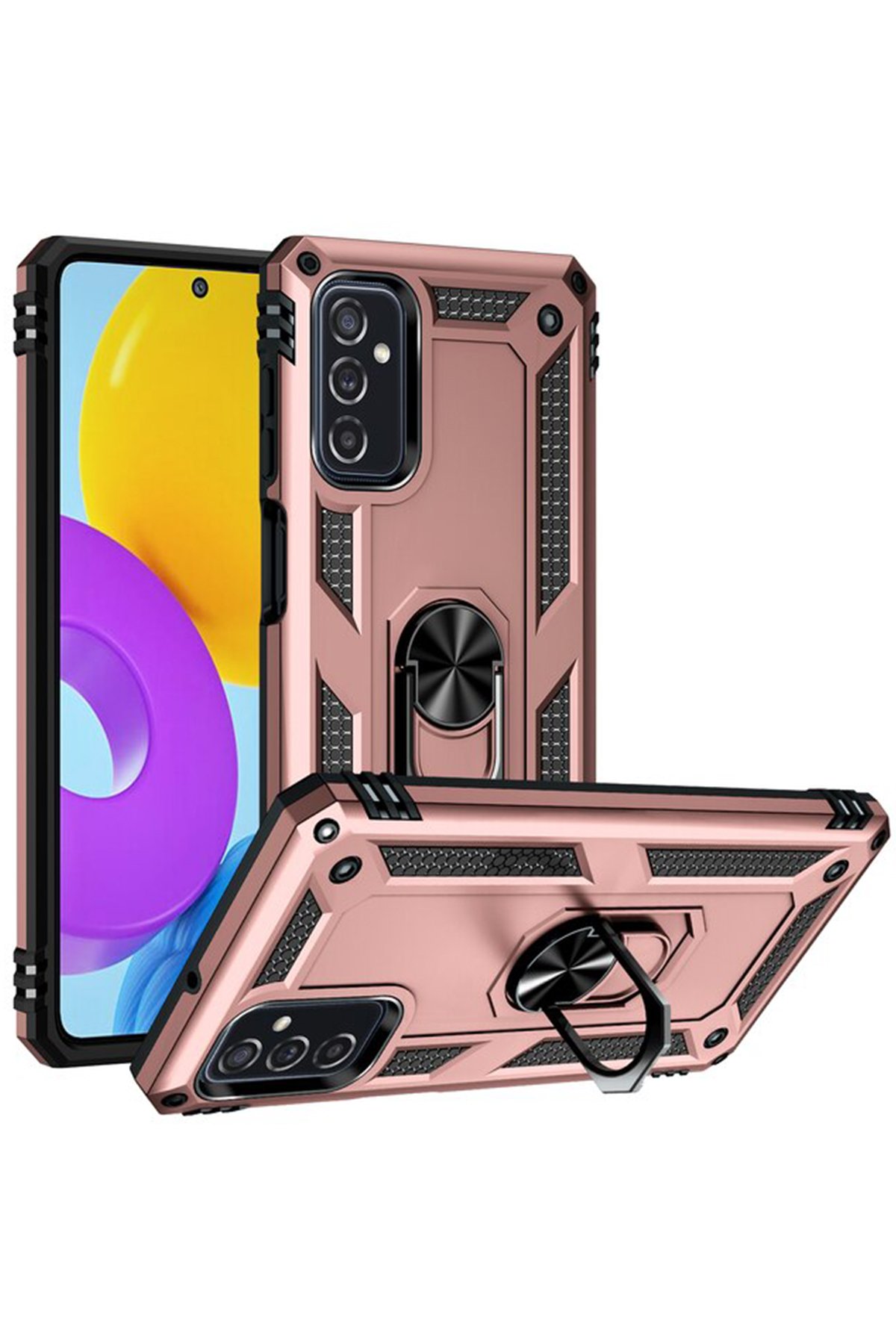  Samsung Galaxy M52 5G Kılıf Sofya Yüzüklü Silikon Kapak - Rose