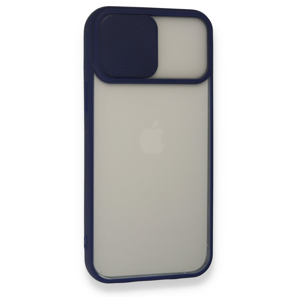  iPhone 13 Pro Max Kılıf Palm Buzlu Kamera Sürgülü Silikon - Lacivert