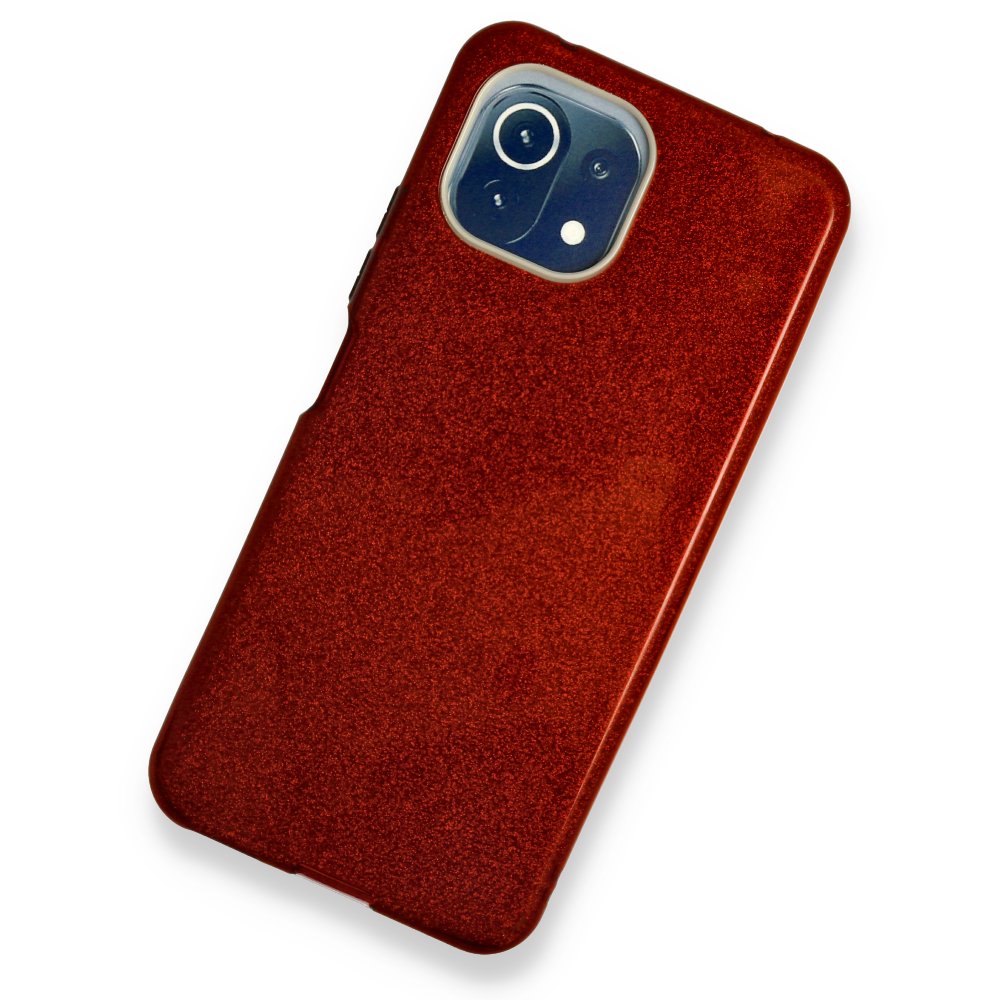 Xiaomi Mİ 11 Lite Kılıf Simli Katmanlı Silikon - Kırmızı  Xiaomi Mİ 11 Lite Kılıf Simli Katmanlı Silikon - Kırmızı