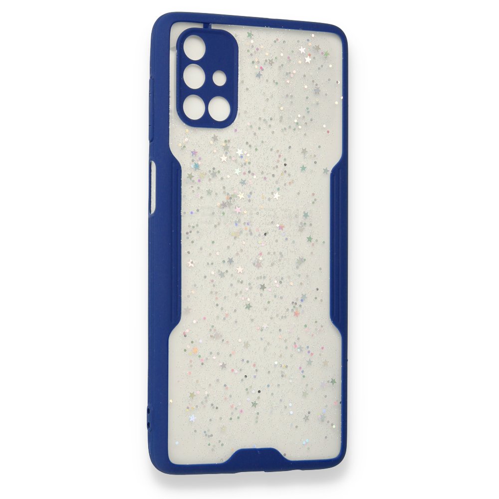 Samsung Galaxy M51 Kılıf Platin Simli Silikon - Lacivert