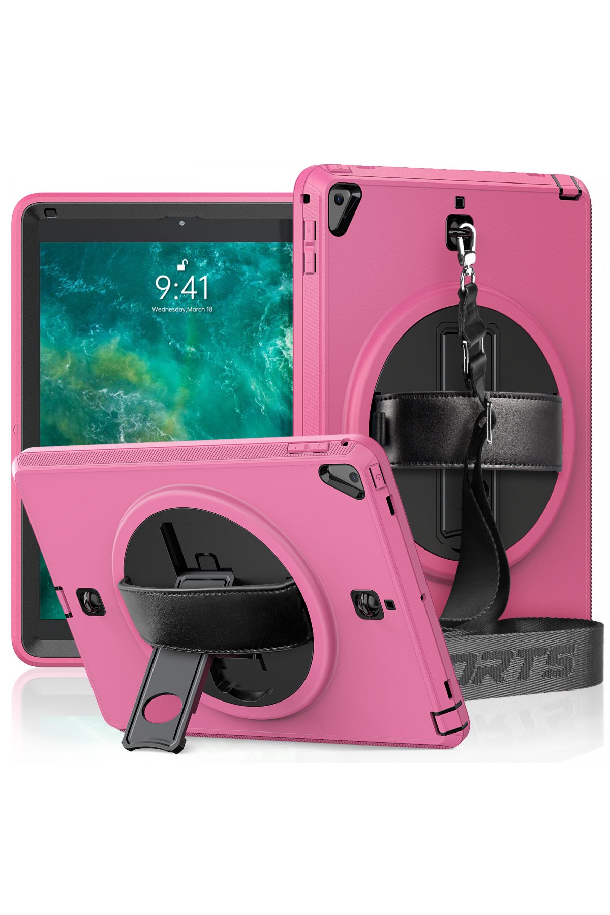  iPad 9.7 (2017) Kılıf Strap-C Otterbox Tablet Kapak - Pembe