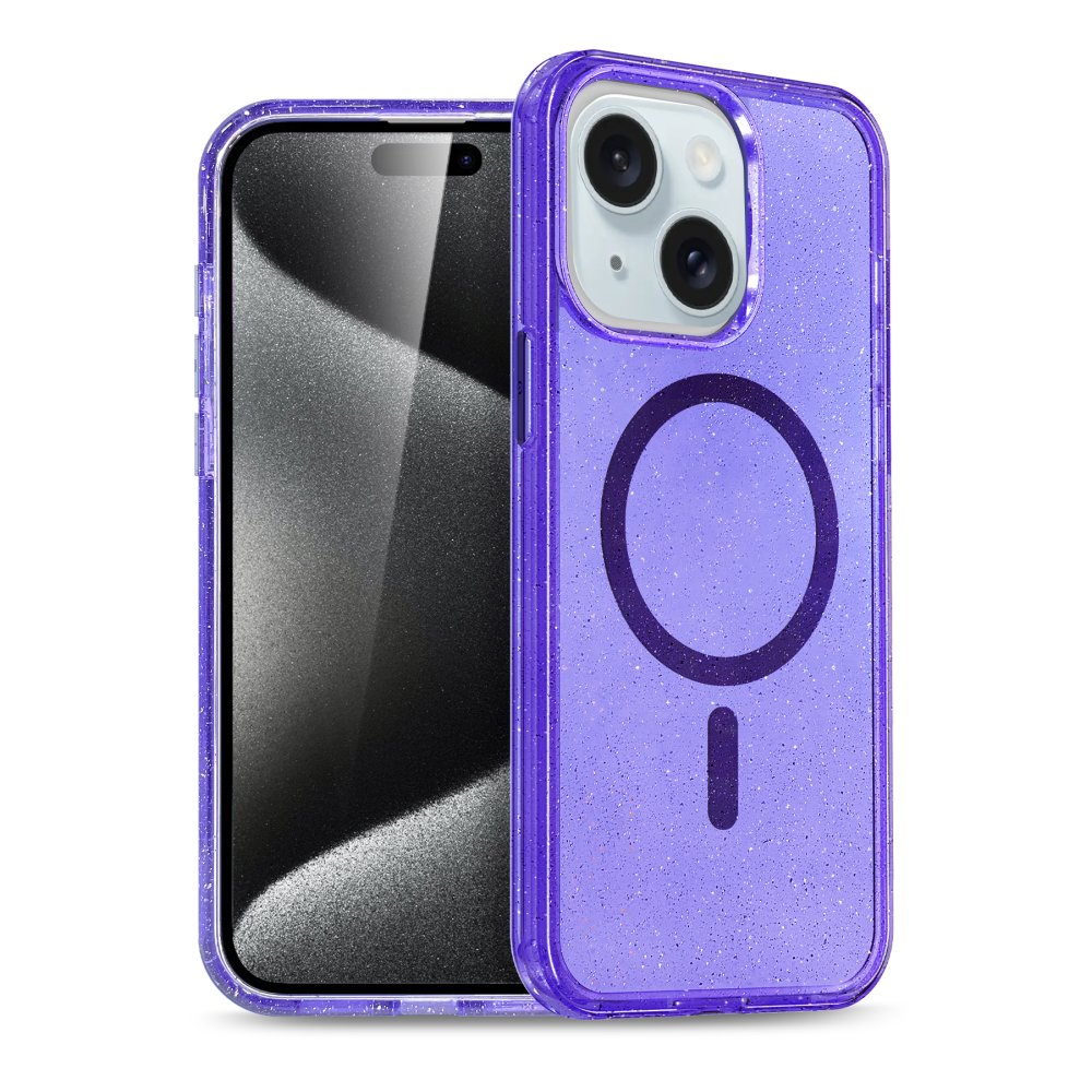  iPhone 15 Plus Kılıf Glow Magsafe Kapak - Mor