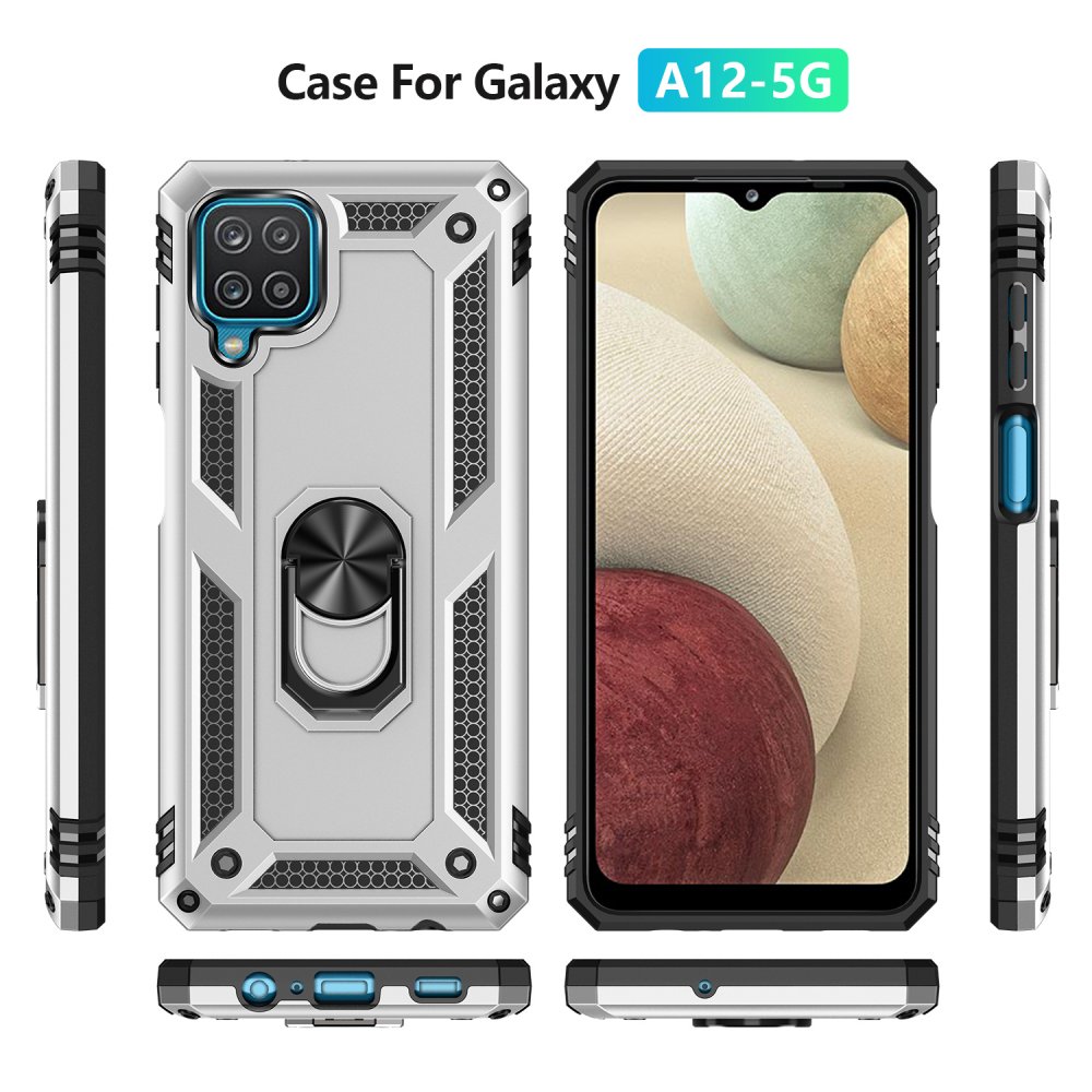  Samsung Galaxy M22 Kılıf Sofya Yüzüklü Silikon Kapak - Gümüş