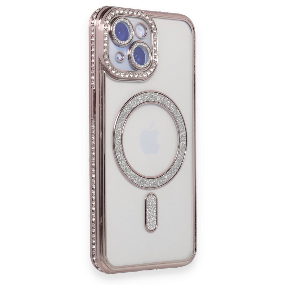  iPhone 15 Kılıf Joke Simli Magneticsafe Kılıf - Pembe