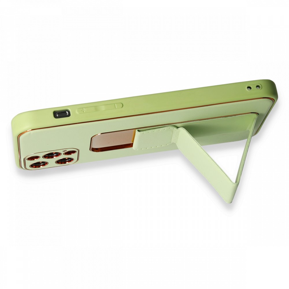  iPhone 12 Pro Max Kılıf Coco Deri Standlı Kapak - Su Yeşili