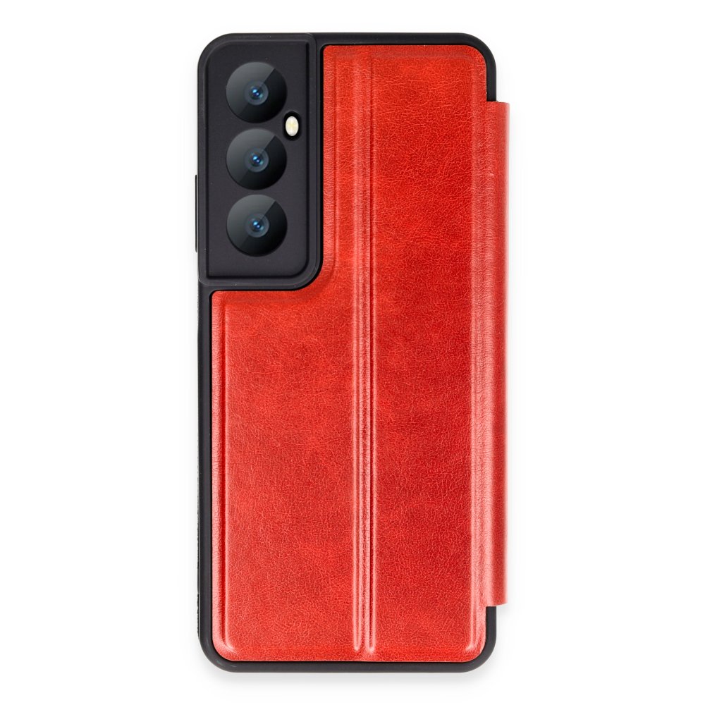 Realme C65 Kılıf Flip Cover - Kırmızı  Realme C65 Kılıf Flip Cover - Kırmızı