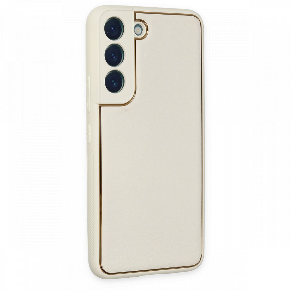  Samsung Galaxy S22 Plus Kılıf Coco Deri Silikon Kapak - Beyaz