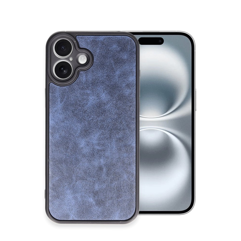 iPhone 16 Plus Kılıf Aras Deri Kapak - Lacivert  iPhone 16 Plus Kılıf Aras Deri Kapak - Lacivert