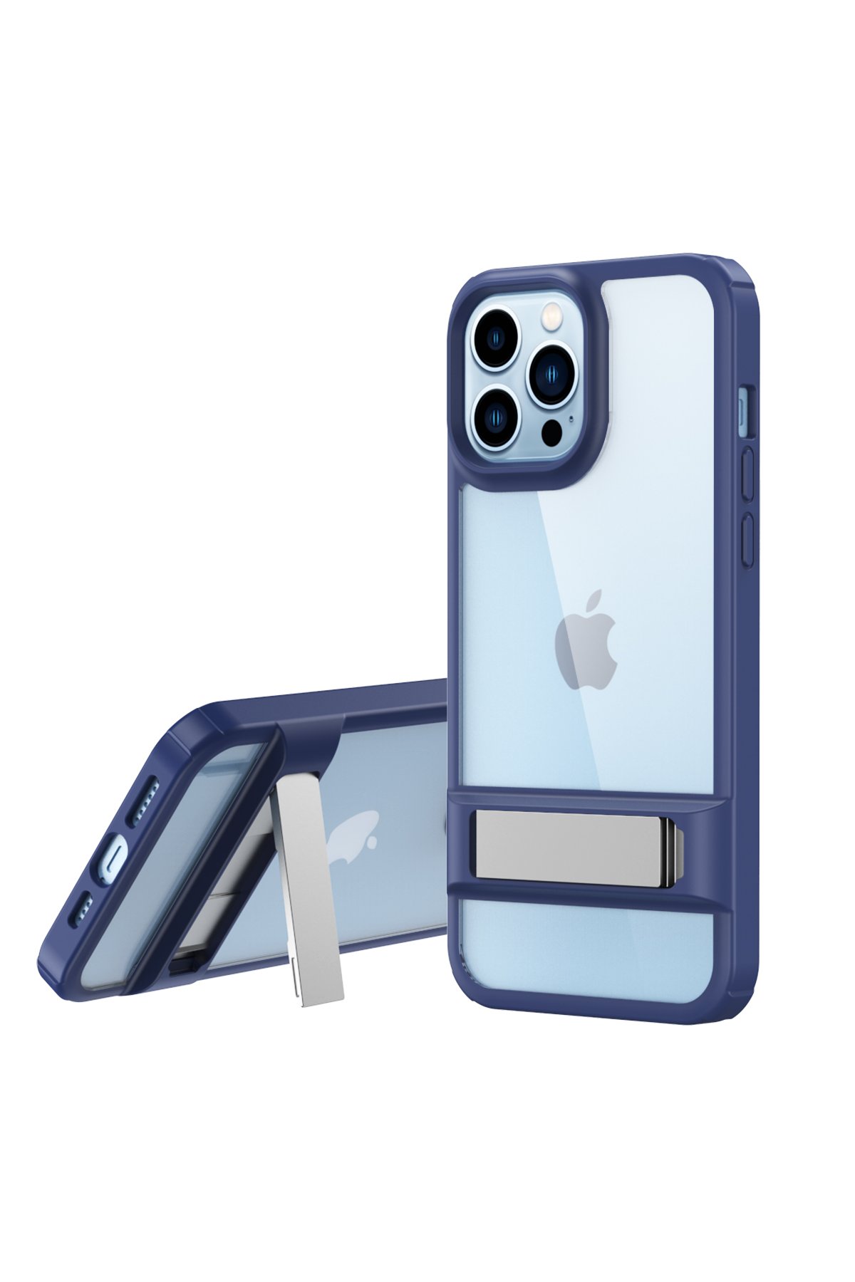 iPhone 13 Pro Kılıf Rolet Stand Kapak - Lacivert