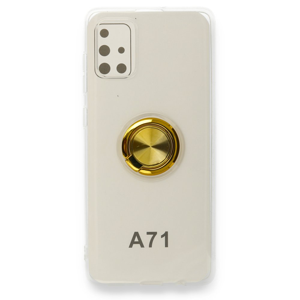  Samsung Galaxy A71 Kılıf Gros Yüzüklü Silikon - Gold